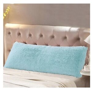 Panku Long Hair  PV Fur Pillow Cover Super Soft With Zipper 21x54” Baby Blue